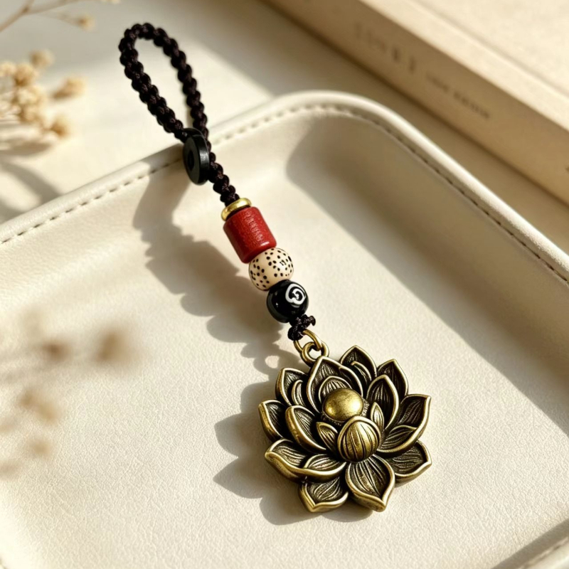 Lucky Lotus Keychain Pendant, Chinese Style Charm